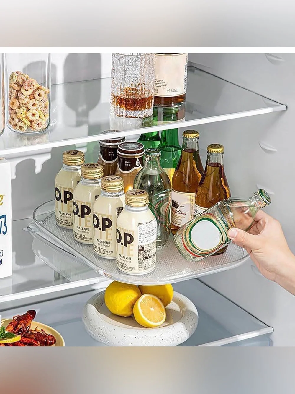 Rotating Rectangular Aclyic Lazy Susan, fridge / cupboard organizer